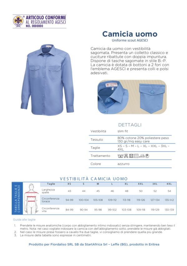 Camicia uomo uniforme Scout Agesci