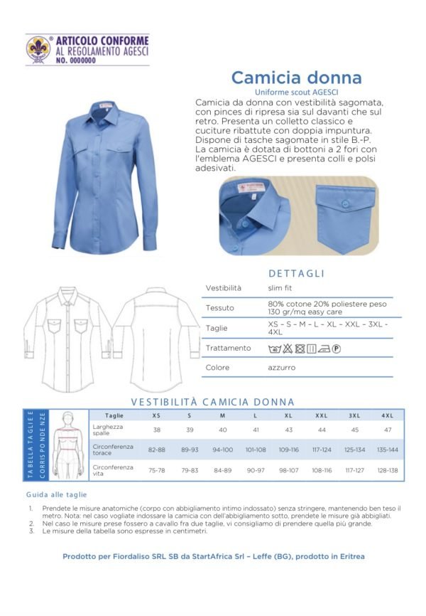 Camicia Donna Uniforme Scout Agesci